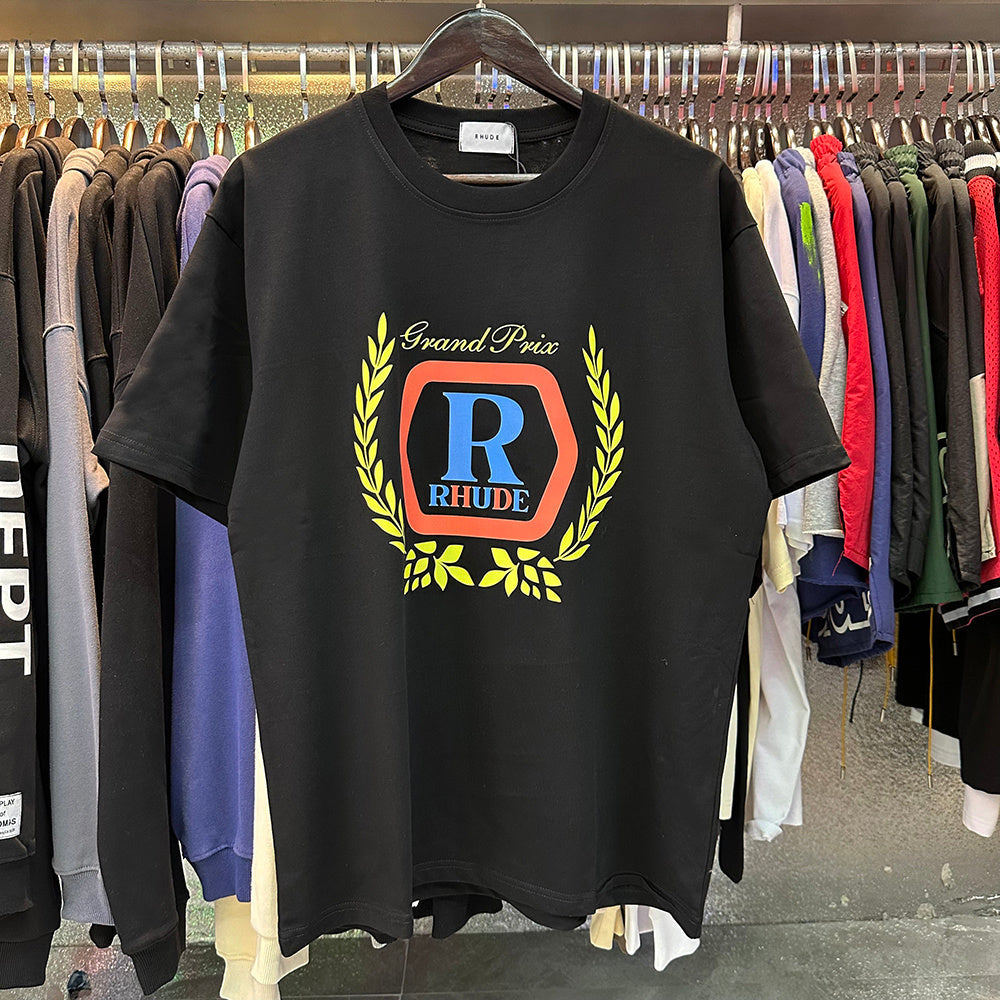 Rhude T-shirts Printed Cotton Loose Short Sleeves Men and Women