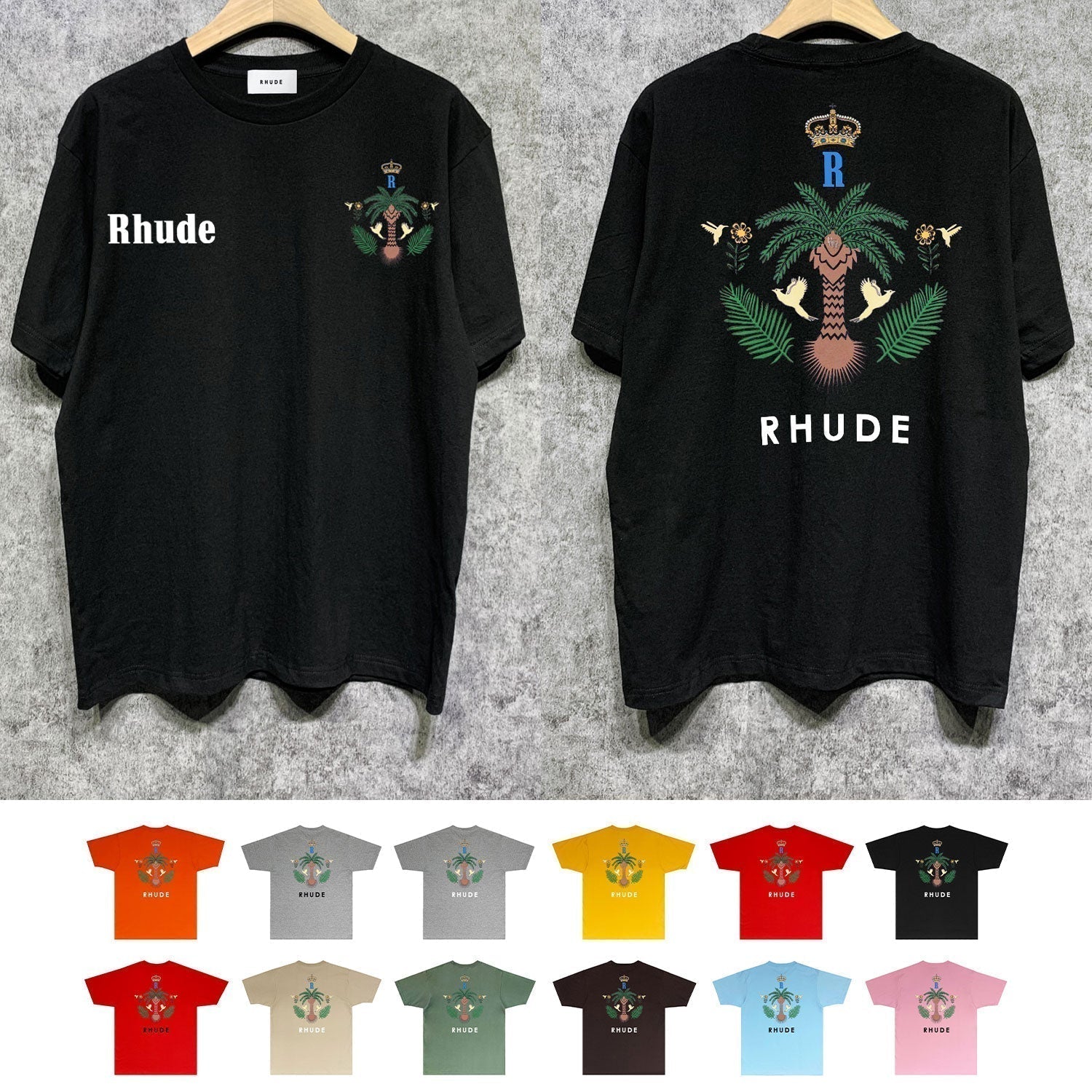 Rhude T-shirts Printed Trendy Pure Cotton