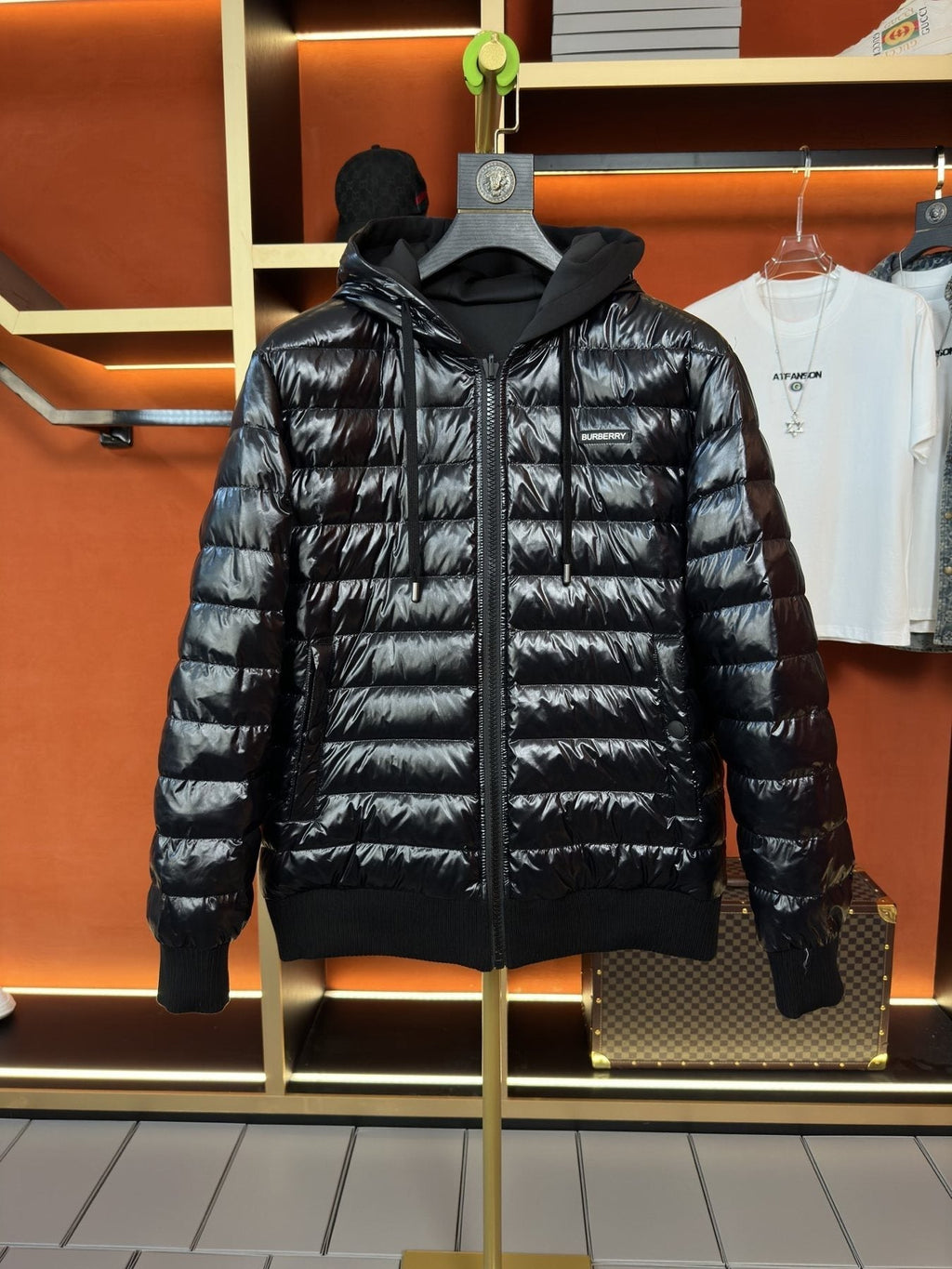 Burberry Reversible Black Hooded Puffer Jacket — front
