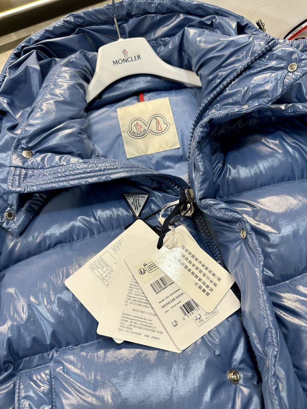 Moncler Maya Hooded Puffer Coat — hang_tag